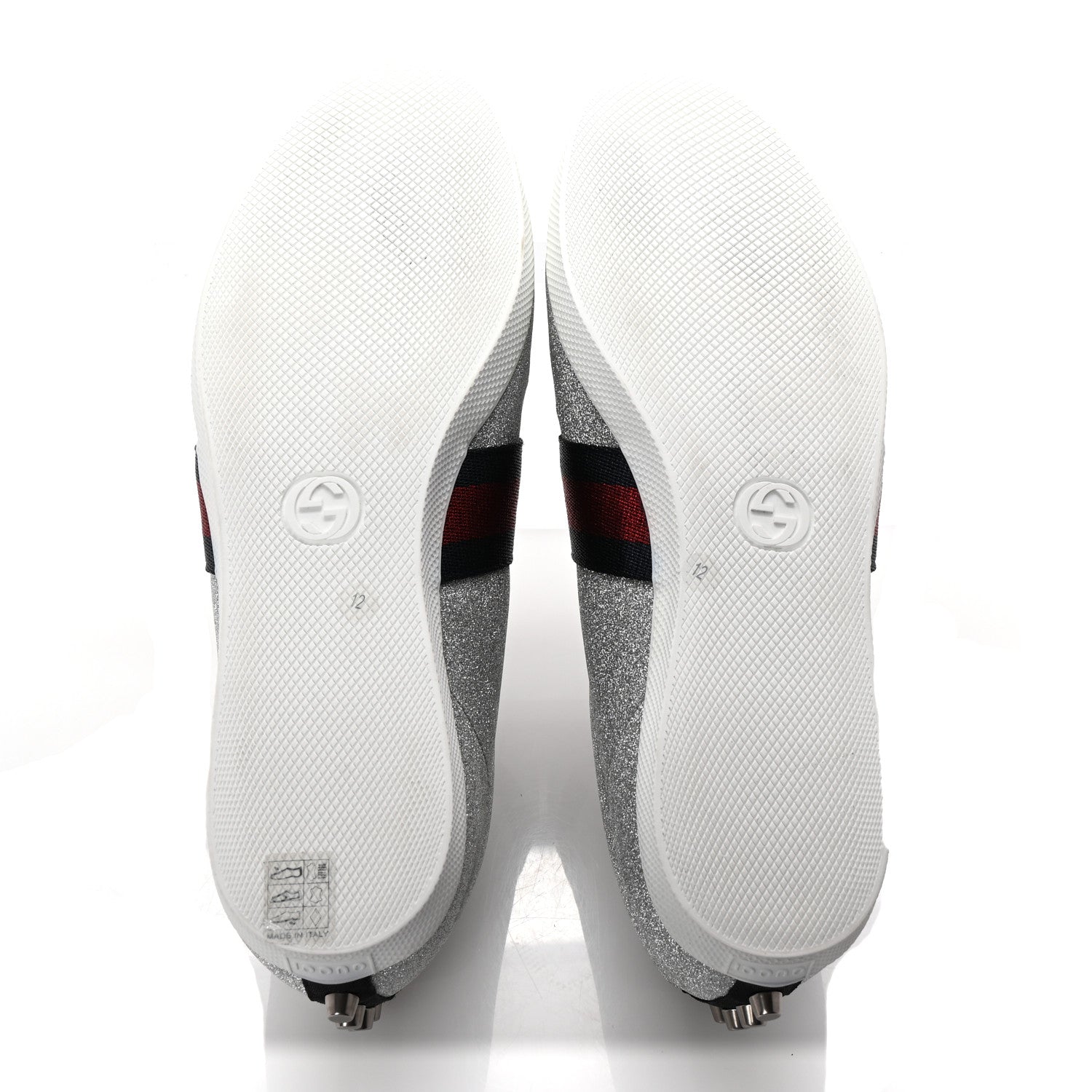 Gucci Glitter Fabric Studded Web Mens Sneakers 12 Silver 6 of 10