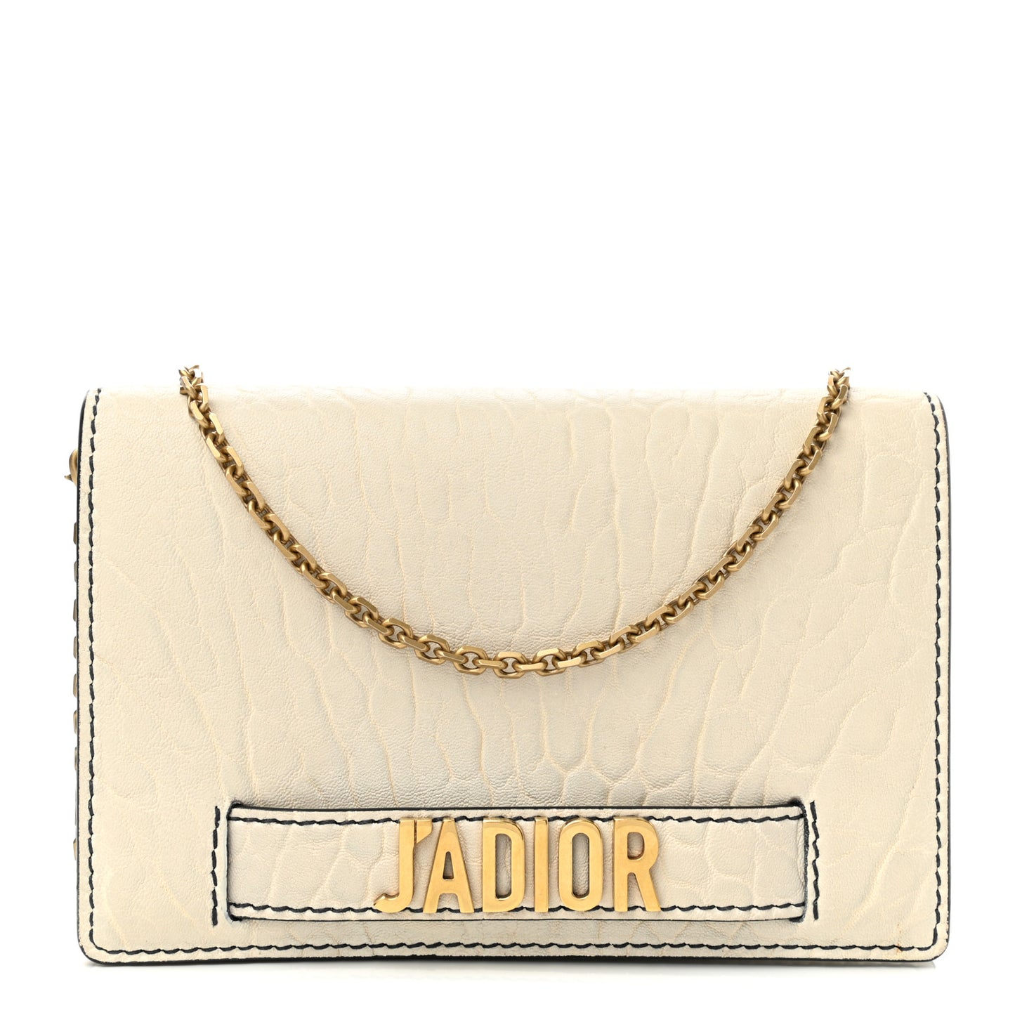 Canyon Grained Lambskin Mini J'Adior Chain Flap Bag White