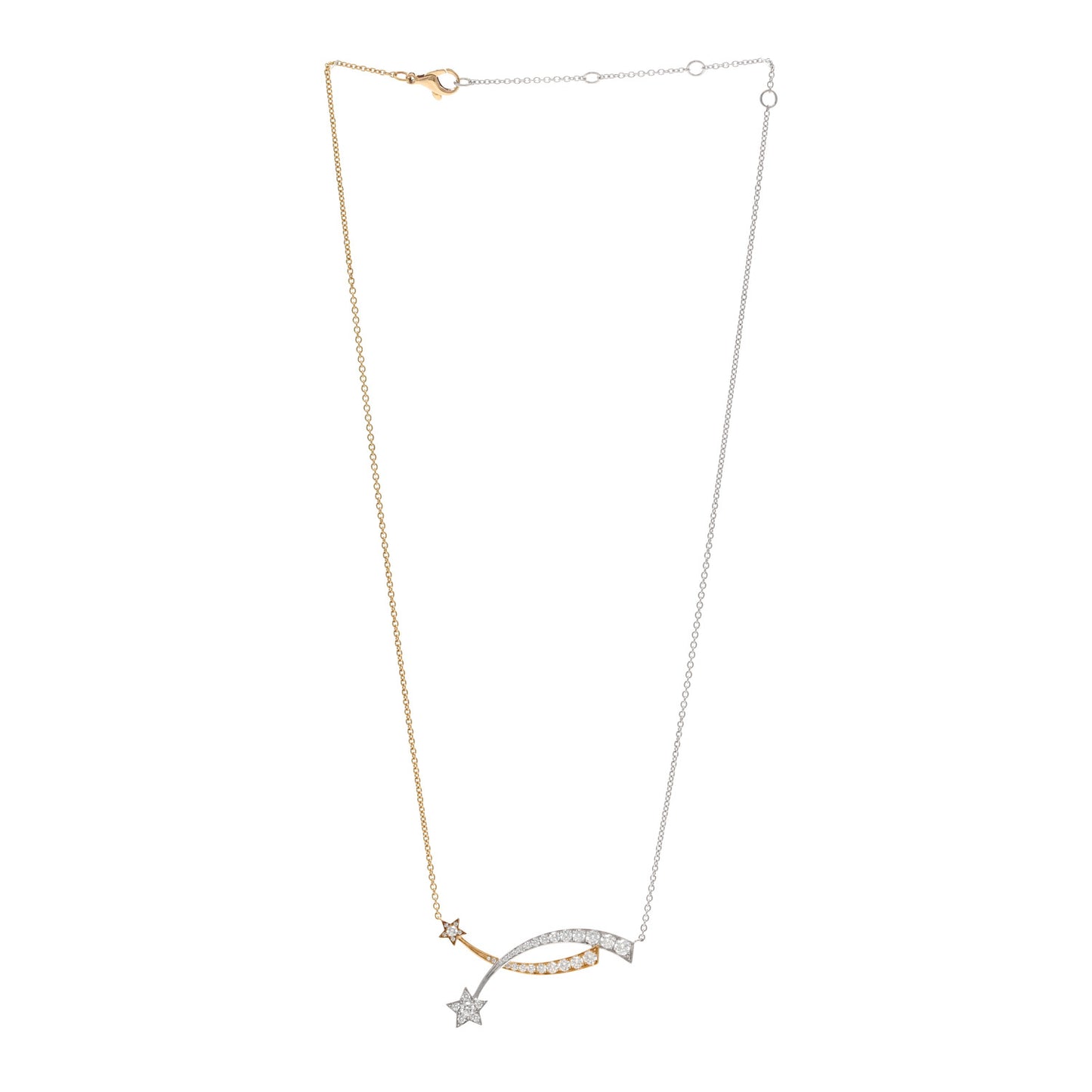 18K White Yellow Gold Diamond Etoile Filante Necklace
