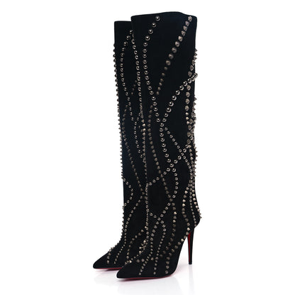 Christian Louboutin Suede Spiked Astrilarge Botta Pika Knee Boots 39 Black 3 of 6