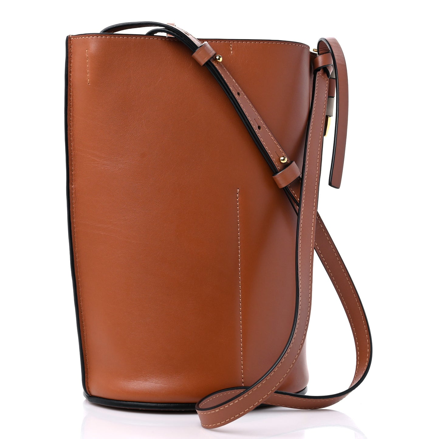 Calfskin Perforated Anagram Gate Bucket Bag Light Oat Tan