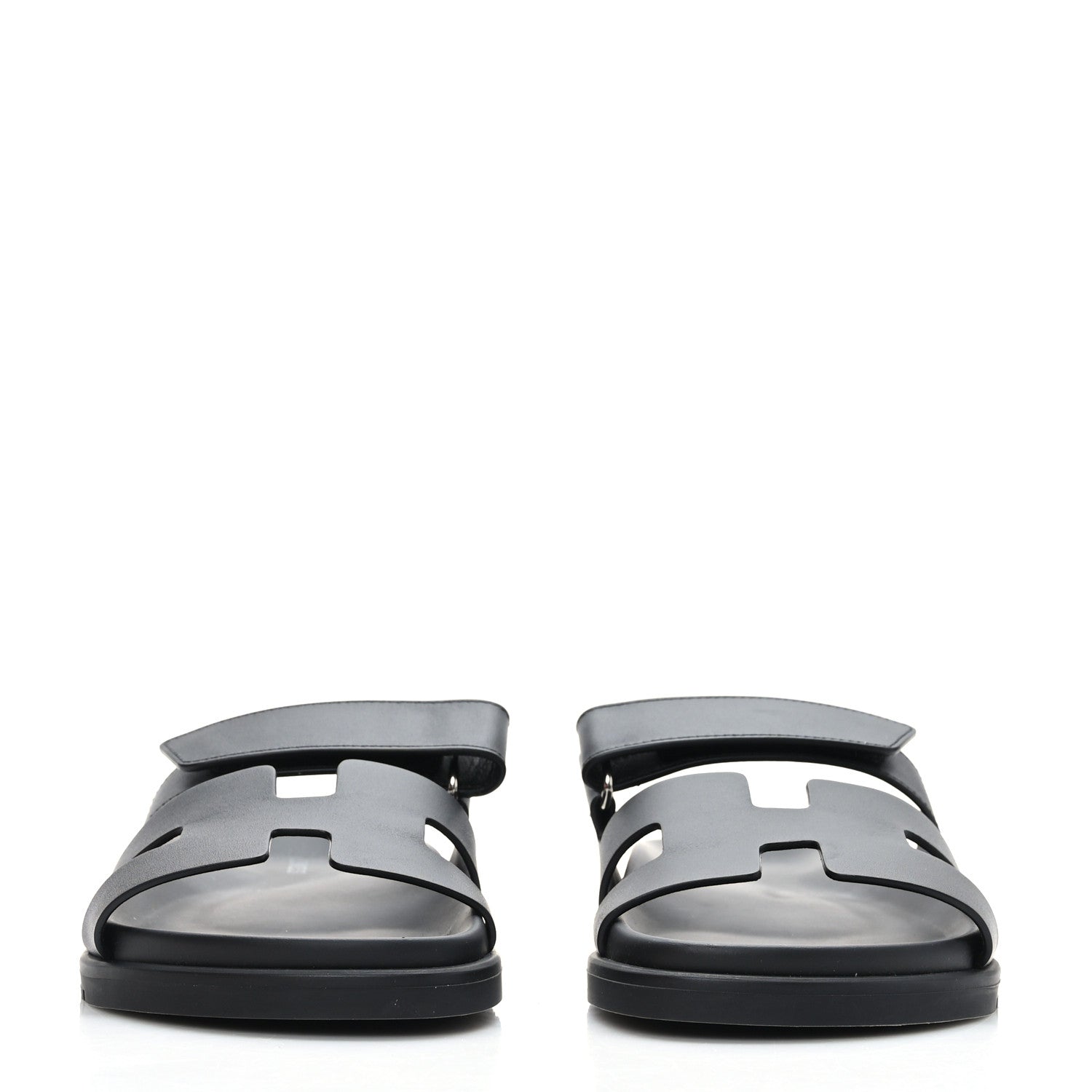Hermes Calfskin Womens Chypre Sandals 38.5 Black 2 of 9