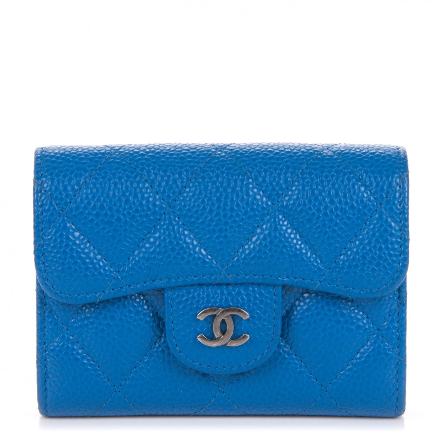 Caviar Quilted Card Holder Blue