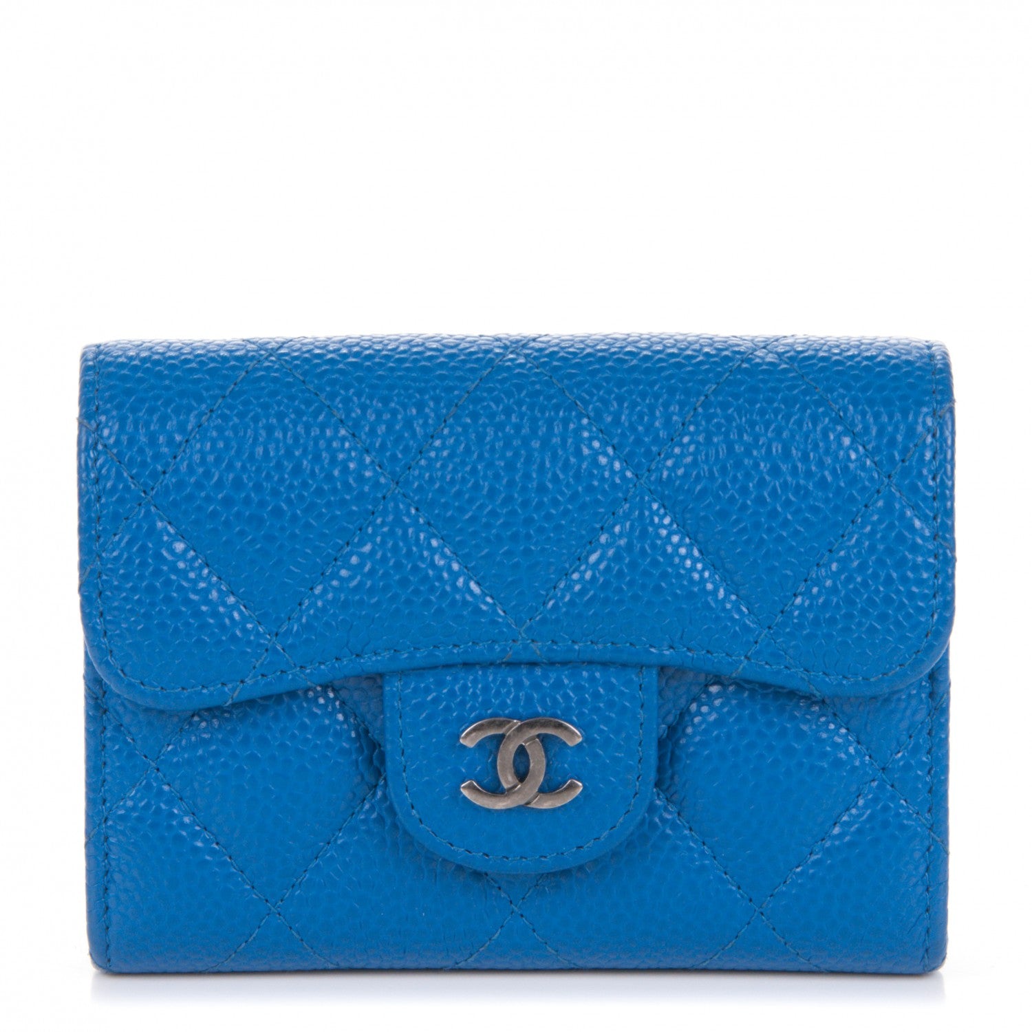 Chanel Caviar Quilted Card Holder Blue 1 of 8