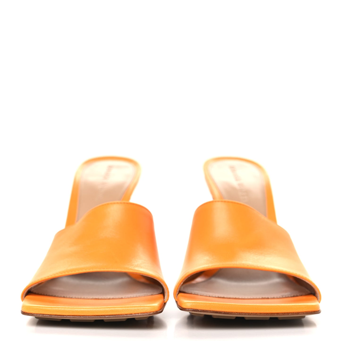 Lambskin Stretch 90mm Mule Sandals 39 Tangerine