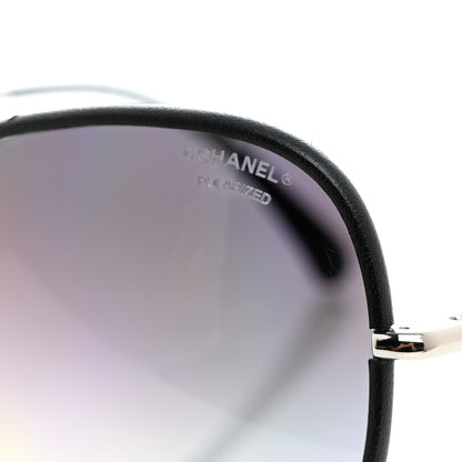 Chanel Metal Lambskin Polarized Pilot Fall Sunglasses 4227-Q Black 7 of 8