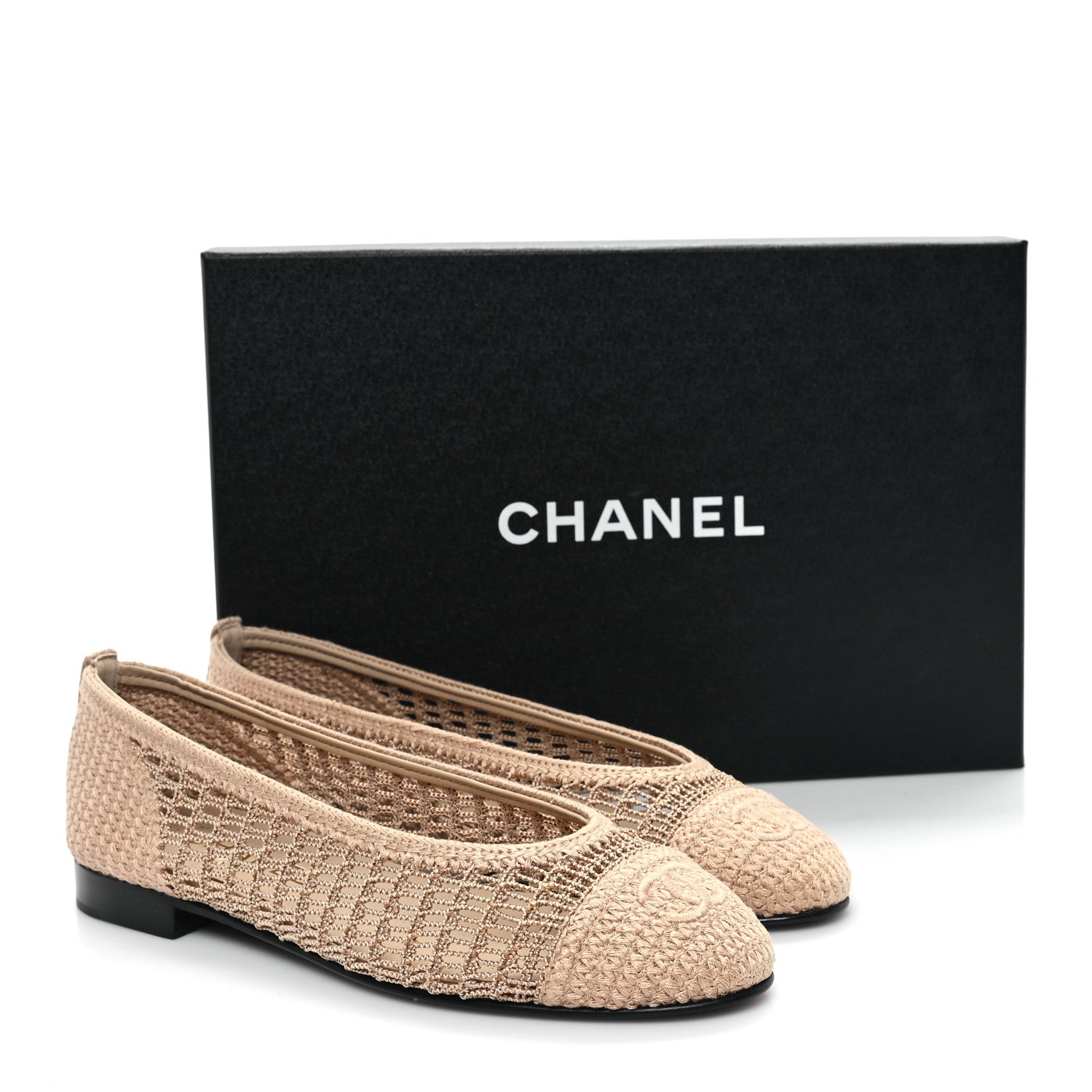 Chanel Raffia Cap Toe Ballerina Flats 37.5 Beige 9 of 9