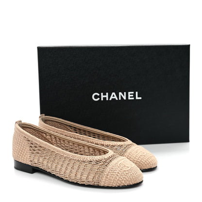 Chanel Raffia Cap Toe Ballerina Flats 37.5 Beige 9 of 9