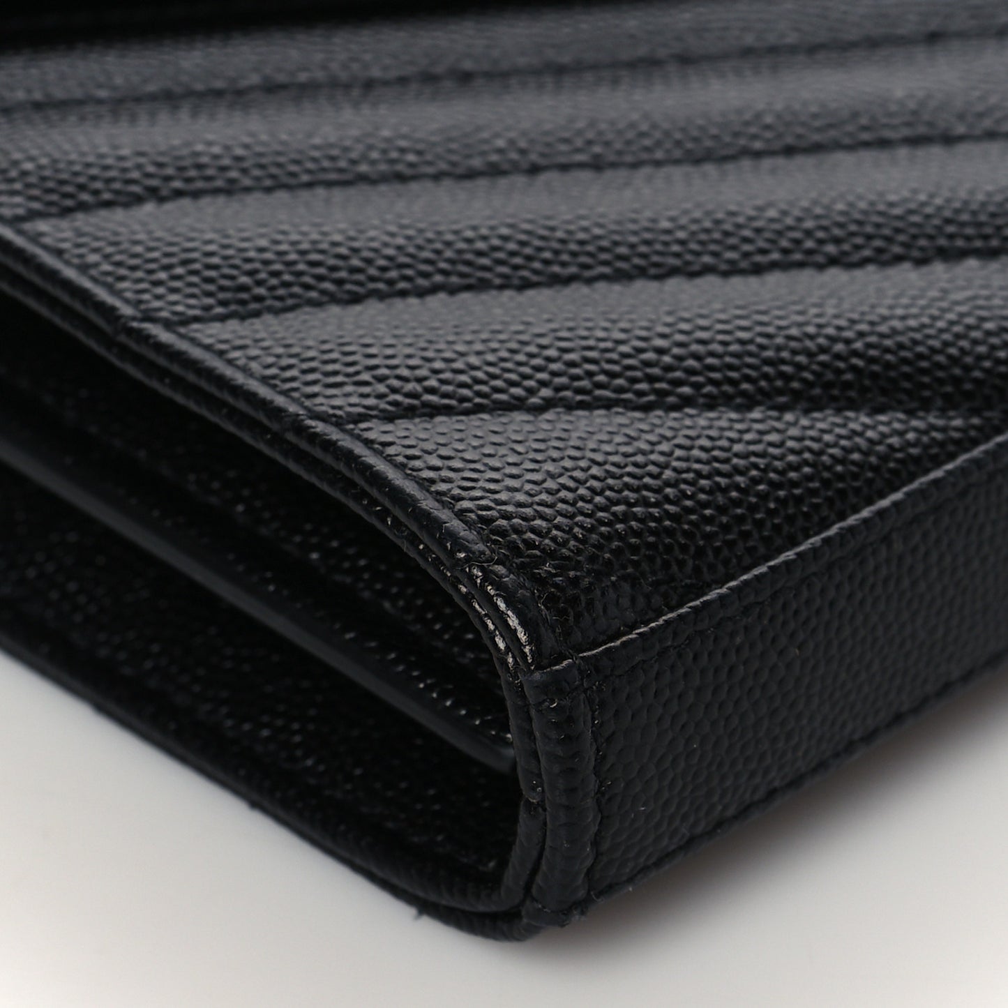 Grain De Poudre Matelasse Chevron Monogram Chain Wallet Black