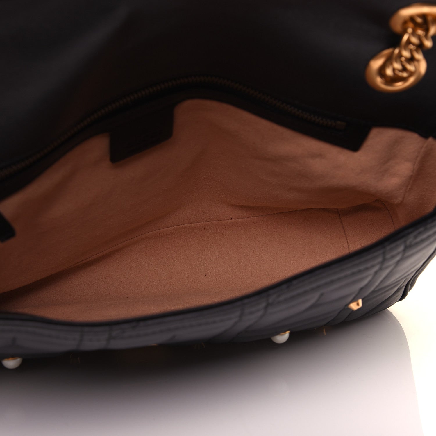 Gucci Calfskin Matelasse Studded Medium Pearly GG Marmont Shoulder Bag Black 10 of 15