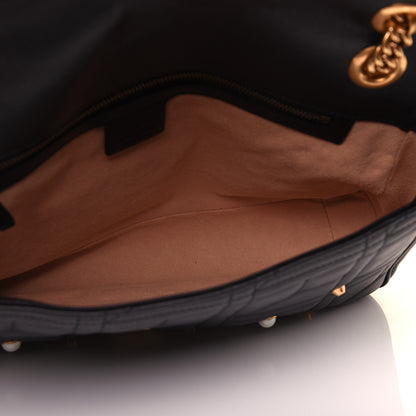 Gucci Calfskin Matelasse Studded Medium Pearly GG Marmont Shoulder Bag Black 10 of 15