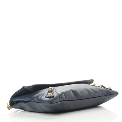 Balenciaga Agneau Giant 12 Gold Hardware Envelope Strap Clutch Bleu Obscur 4 of 10