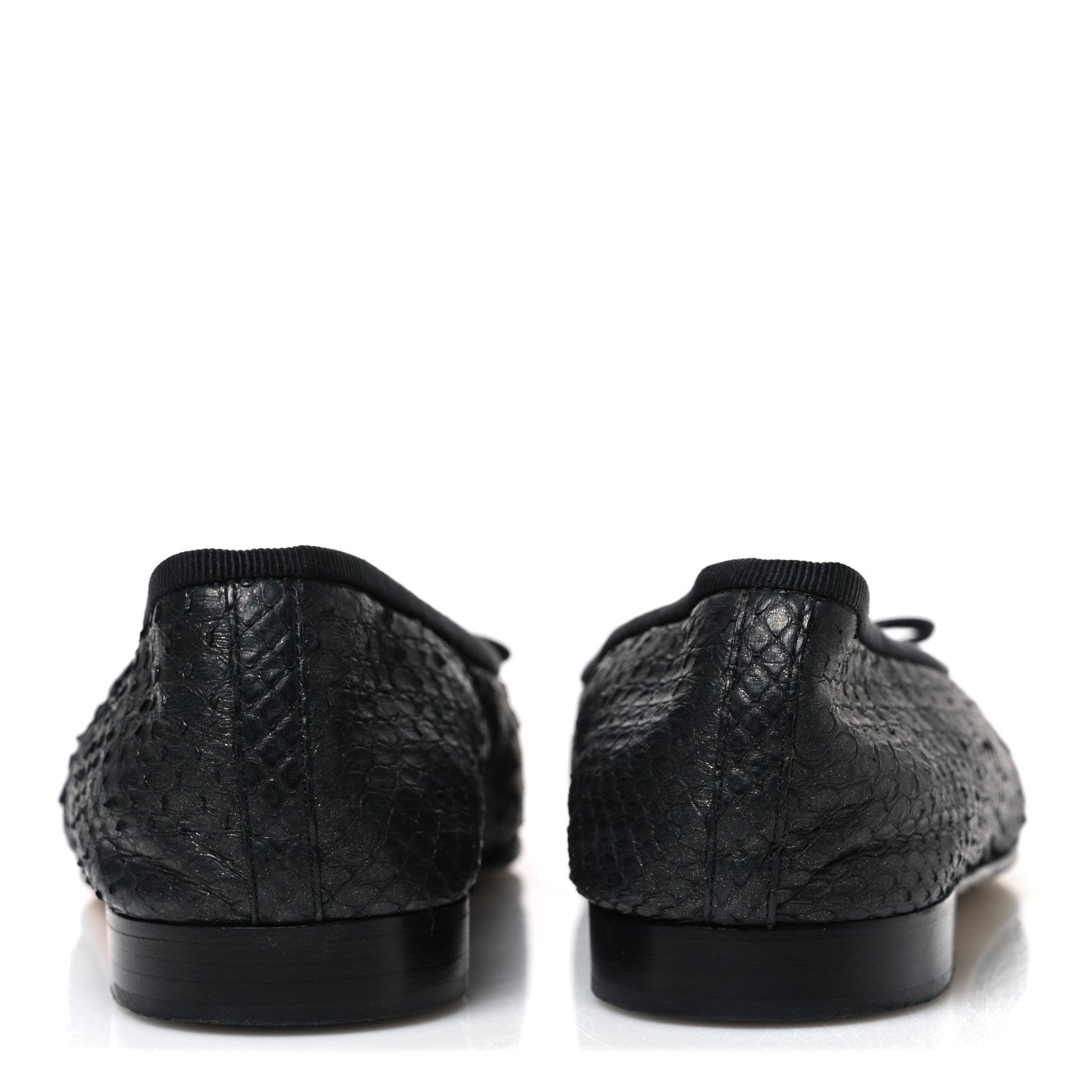 Chanel Glitter Snakeskin CC Cap Toe Ballerina Flats 37 Black White 6 of 13