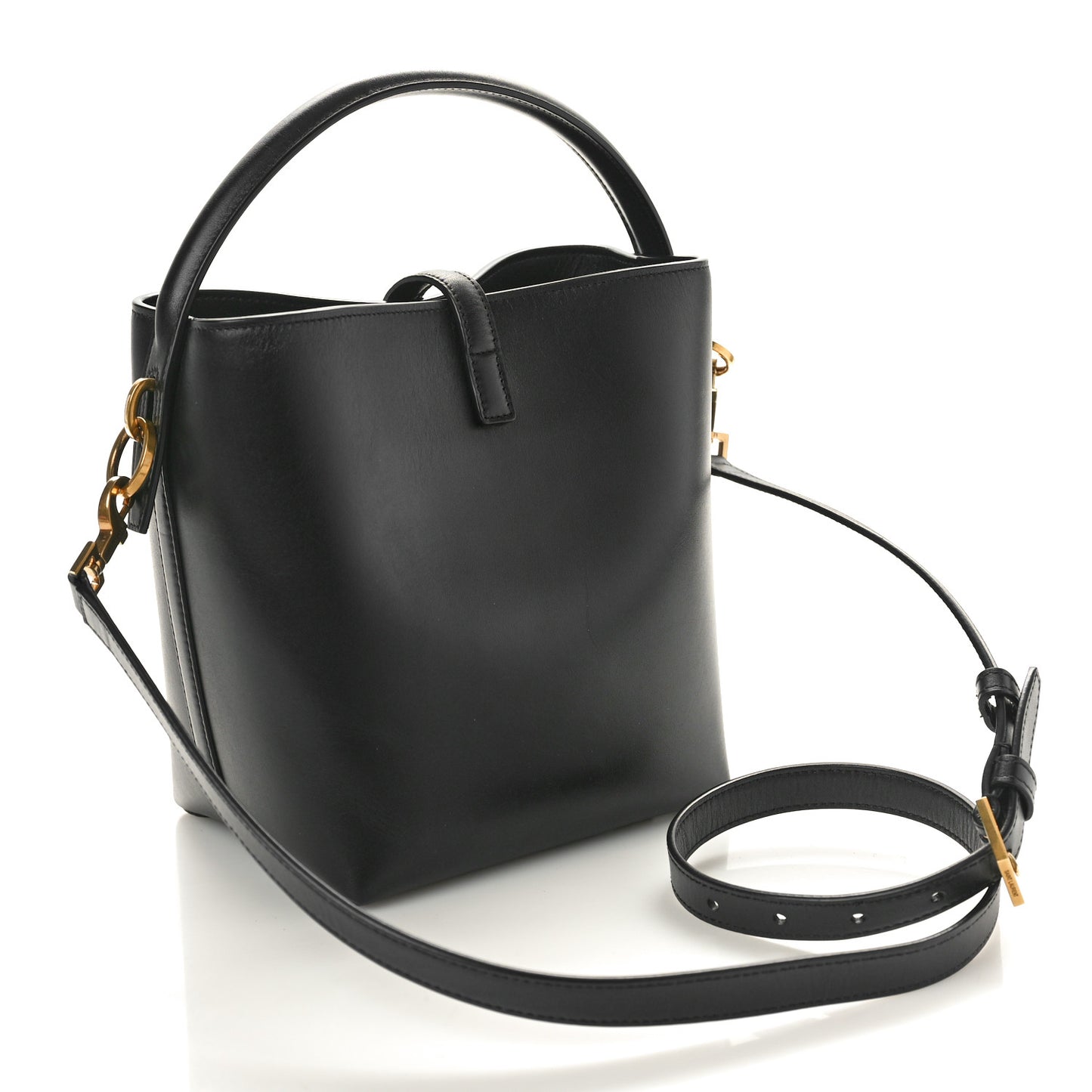 Shiny Calfskin Le 37 Bucket Bag Black