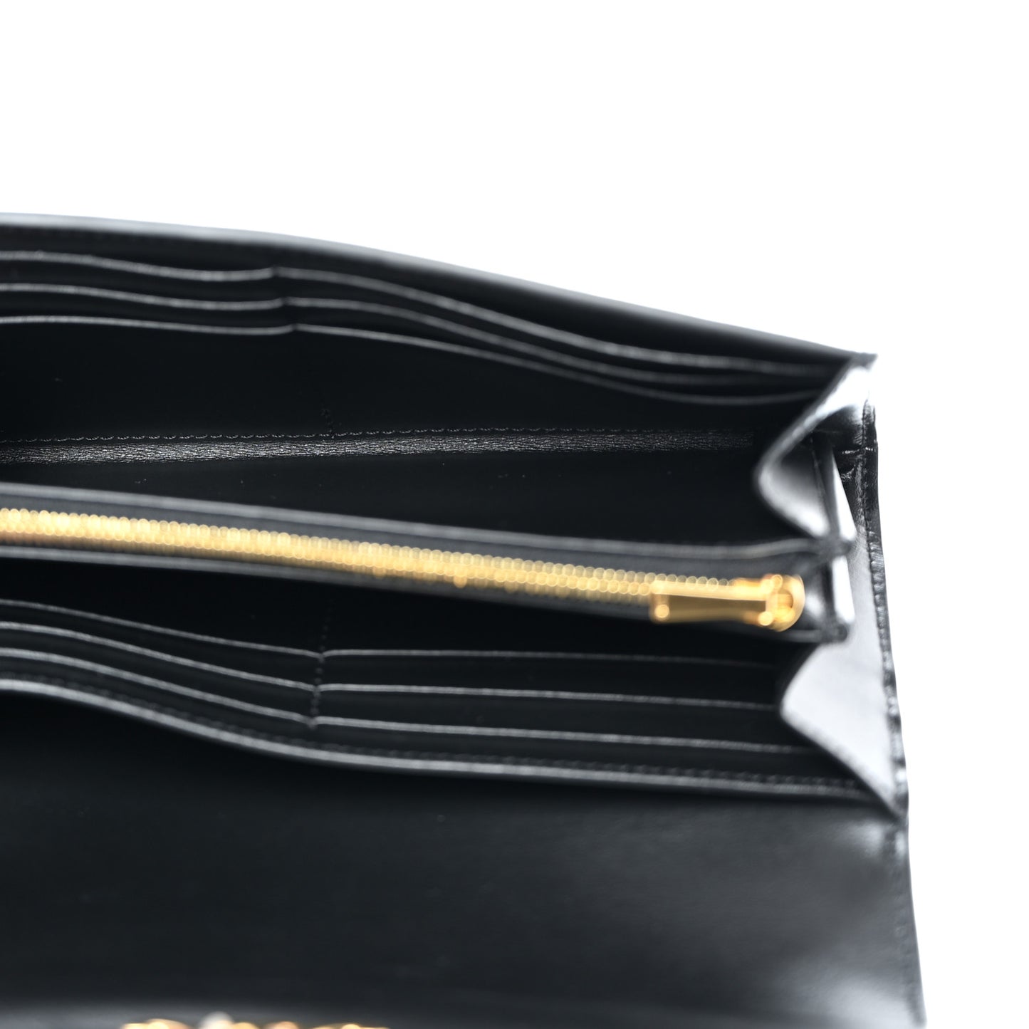 Shiny Calfskin Long Triomphe Wallet Black