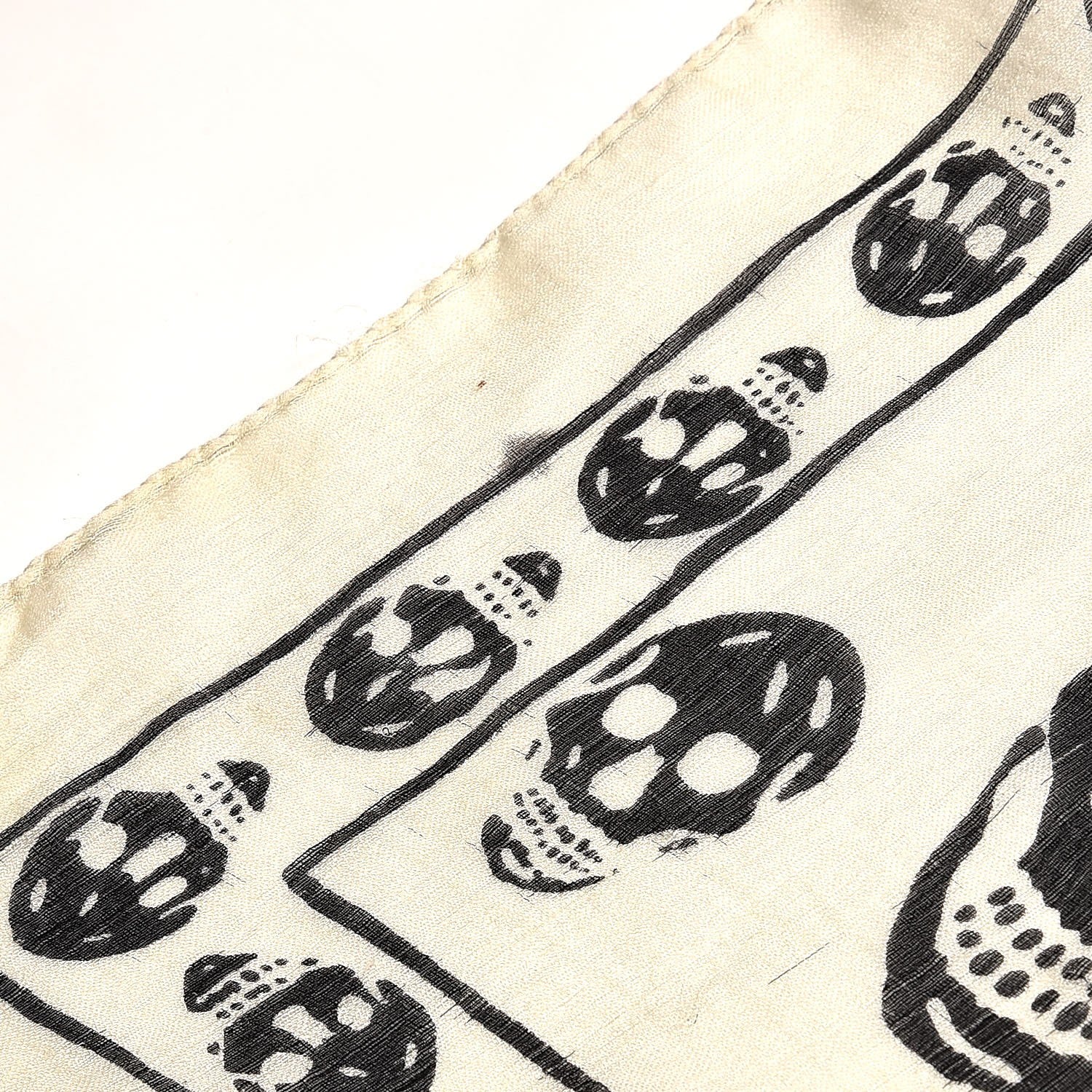 Alexander McQueen Silk Chiffon Skull Scarf Ivory Black 7 of 12