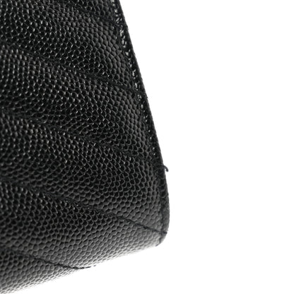 Saint Laurent Grain De Poudre Matelasse Chevron Monogram Flap Wallet Black 8 of 8