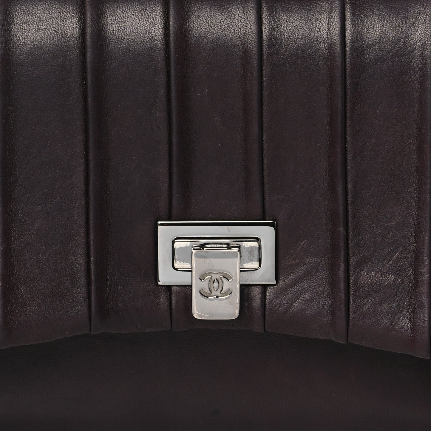 Lambskin Vertical Quilt Small Accordion Flap Brown