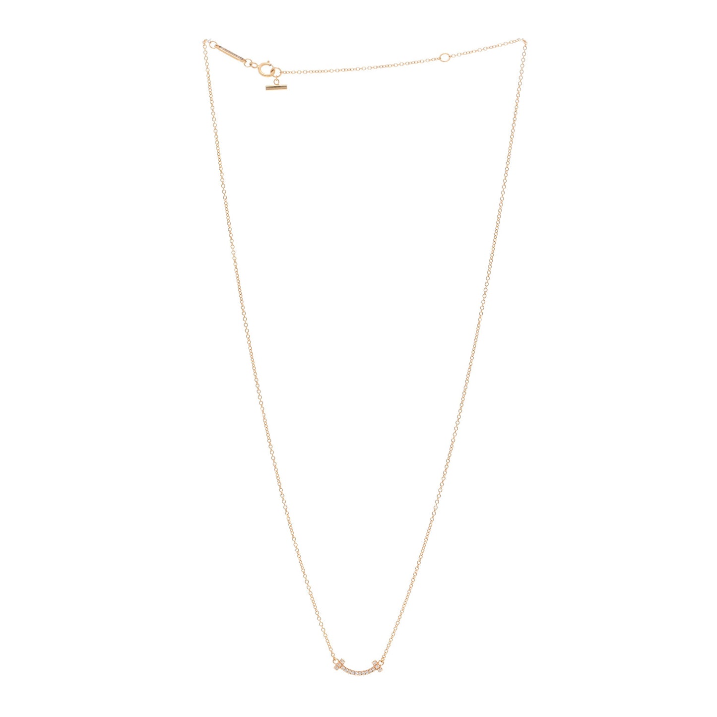 18K Rose Gold Diamond Mini T Smile Pendant Necklace