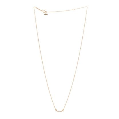 Tiffany 18K Rose Gold Diamond Mini T Smile Pendant Necklace 3 of 5