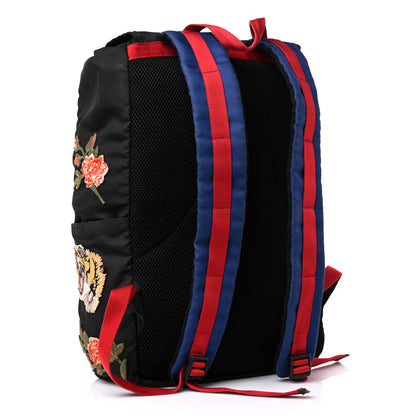 Gucci Techno Canvas Web L'Aveugle Par Amour Embroidered Double Buckle Backpack Black 3 of 18
