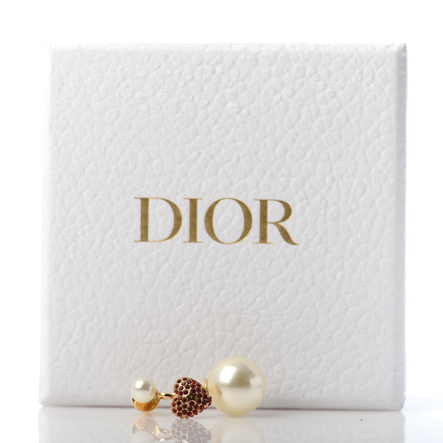 Pearl Crystal Heart Tribal Earring Gold Red