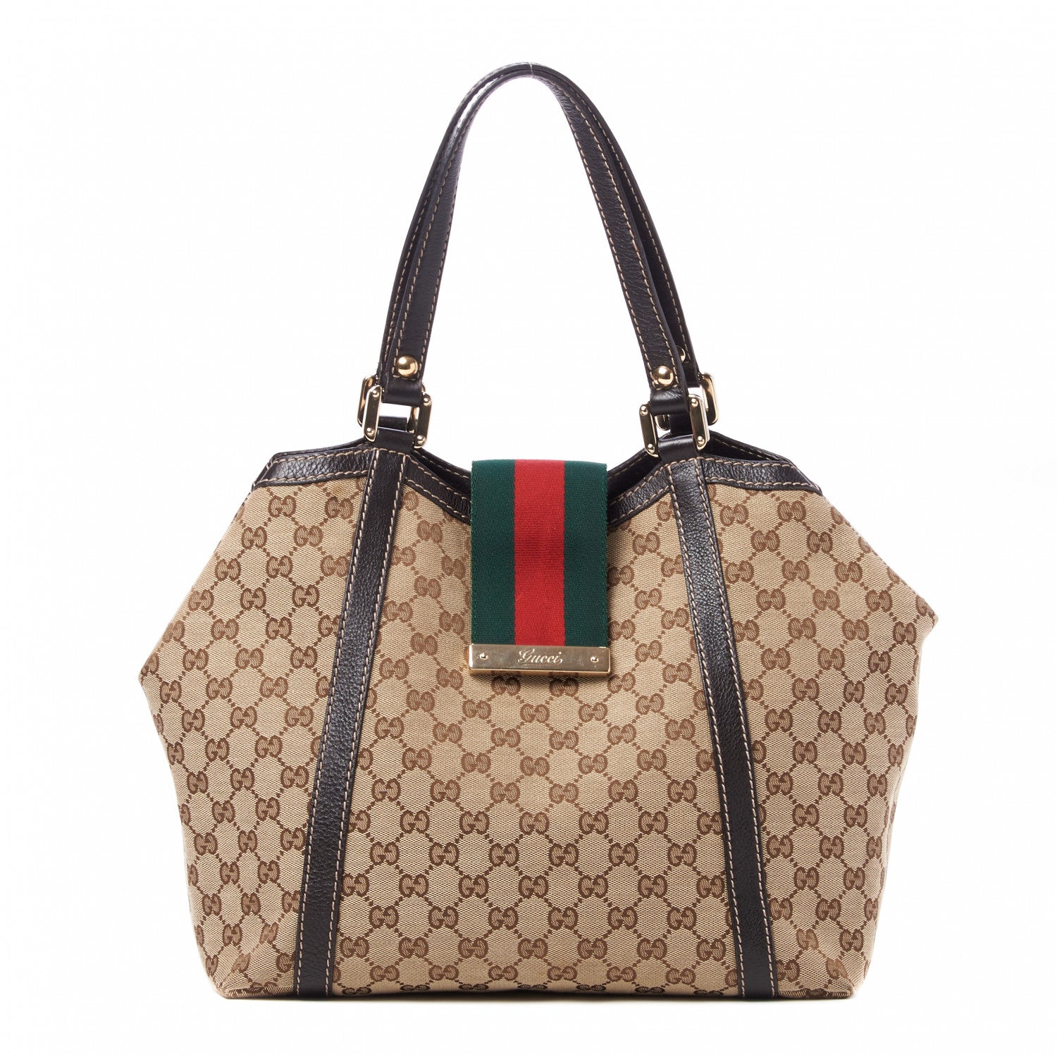 Gucci Monogram Medium New Ladies Web Tote Ebony 1 of 9