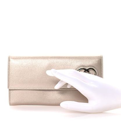 Gucci Shangai Calfskin Lovely Heart Continental Wallet Metallic Beige 2 of 7