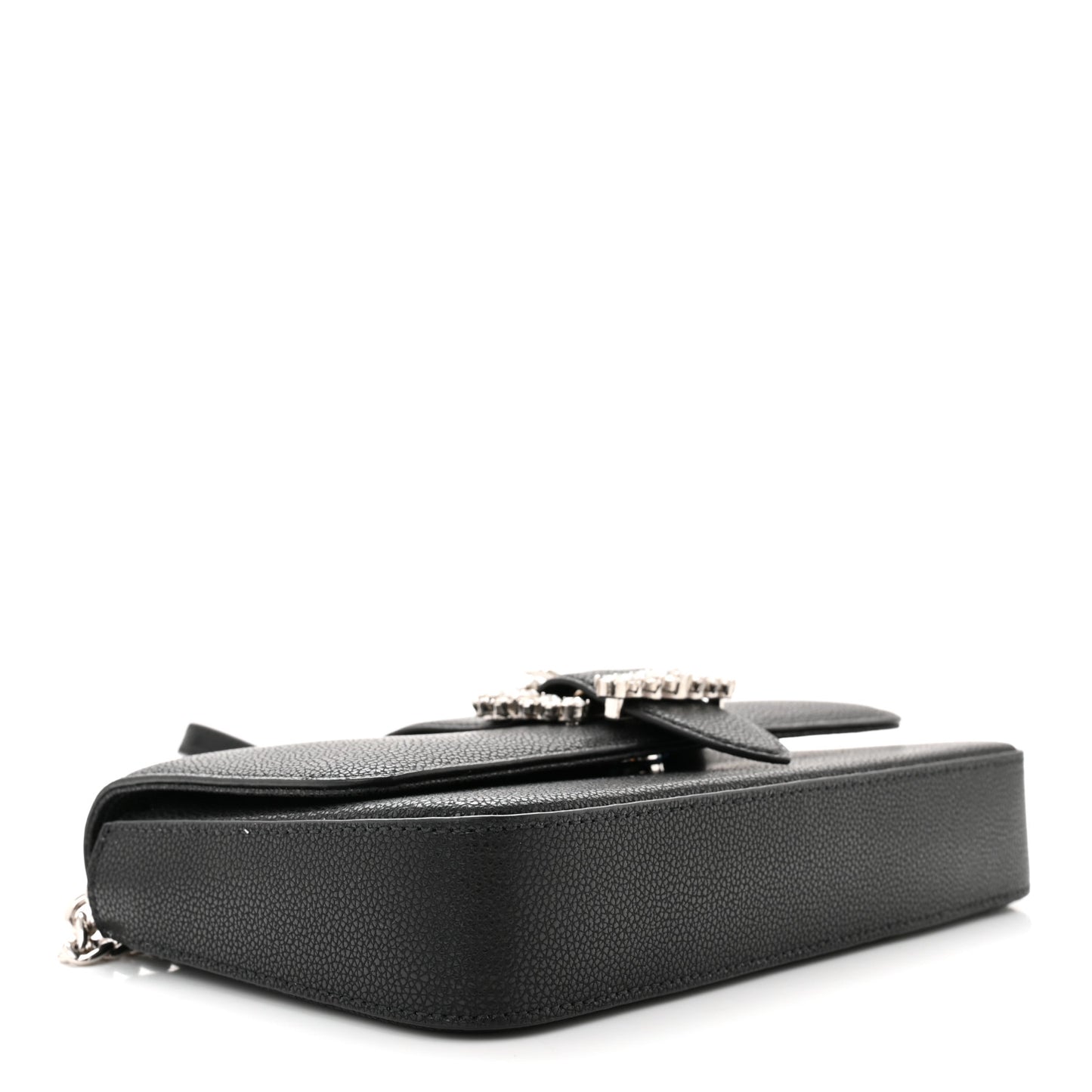 Calfskin Crystal Cheri Wallet on Chain Bag Black