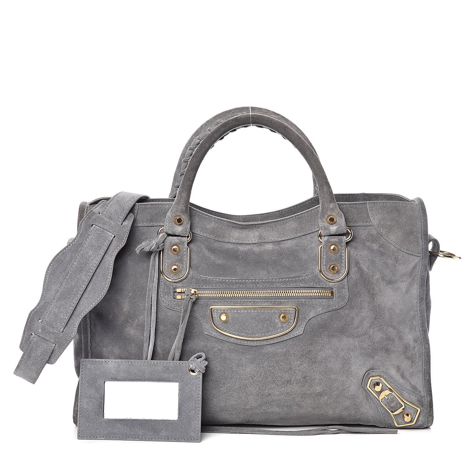 Balenciaga Baby Daim Suede Gold Metallic Edge Hardware City Gris Plomb 1 of 16