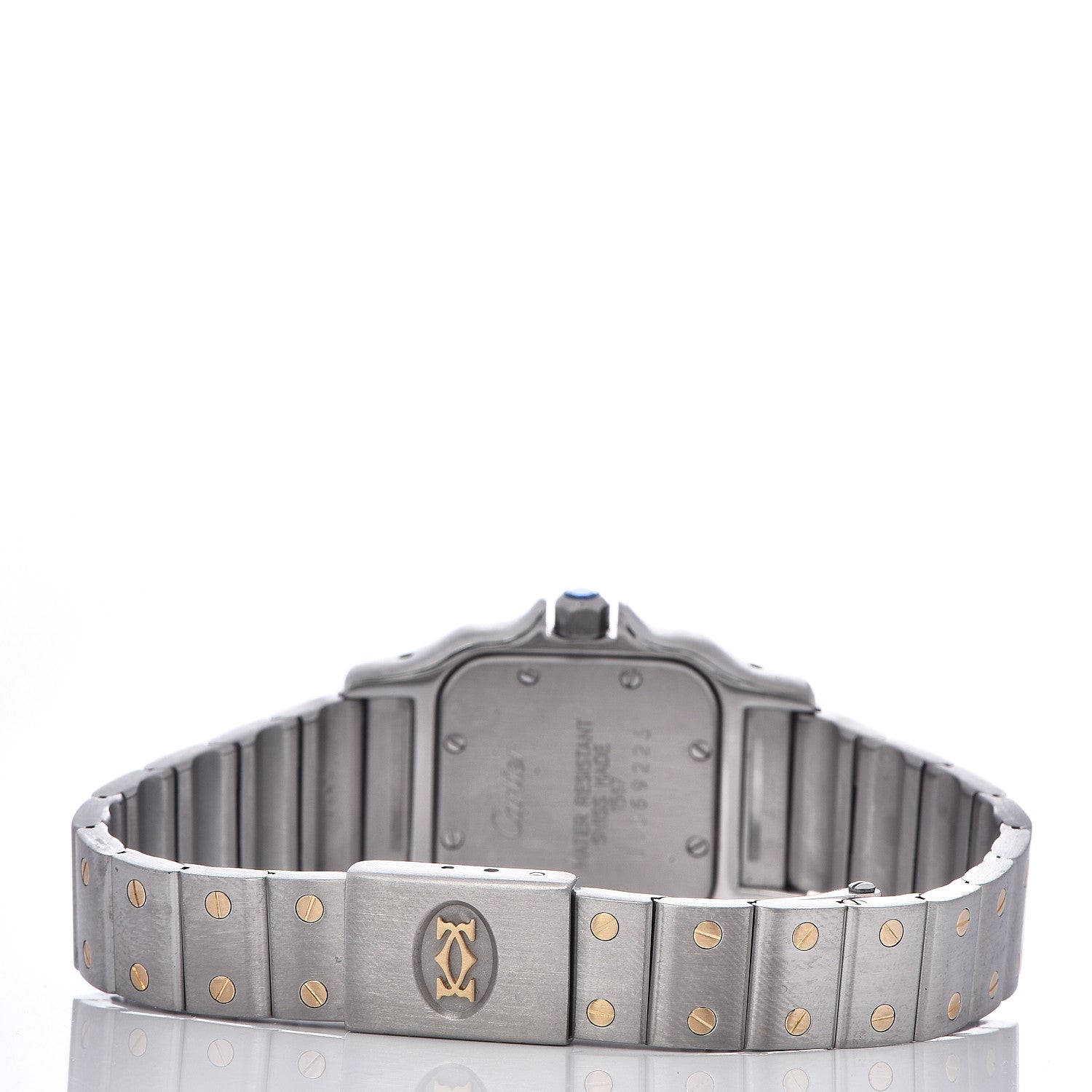 Cartier Stainless Steel 18K Yellow Gold 24mm Santos De Cartier Galbee Quartz Watch Silver 4 of 6
