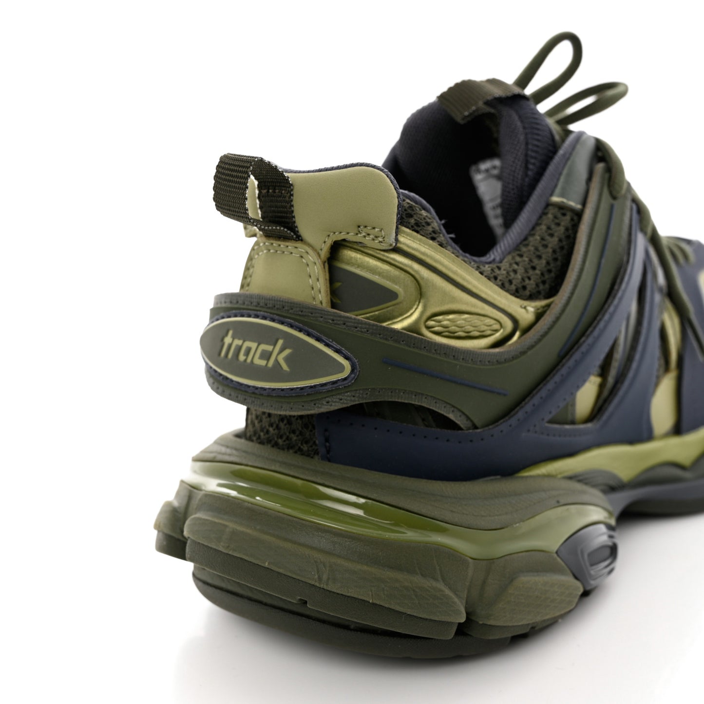 Mesh Rubber Tri-Color Womens Track Sneakers 38 Kaki Dark Grey Green