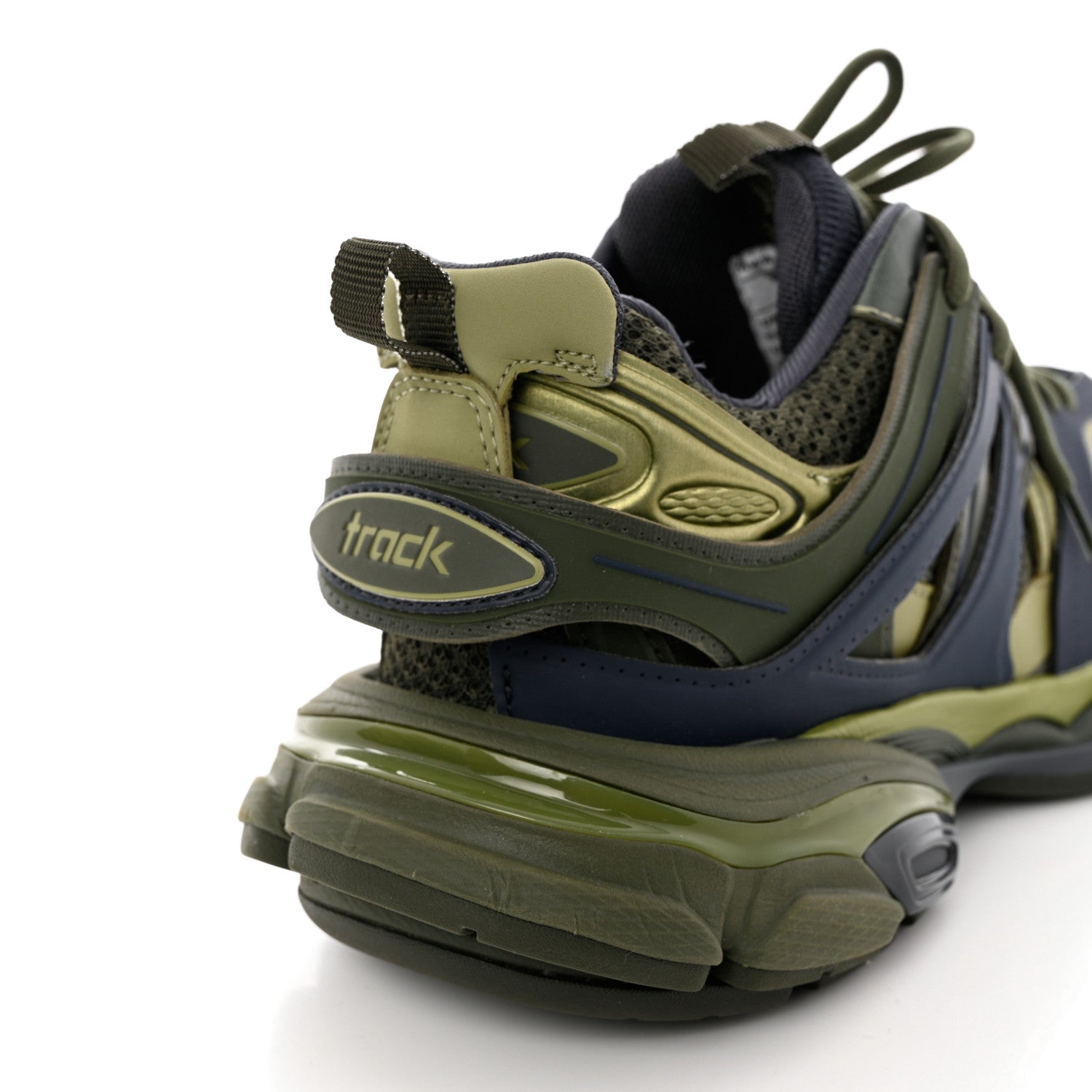 Balenciaga Mesh Rubber Tri-Color Womens Track Sneakers 38 Kaki Dark Grey Green 10 of 11