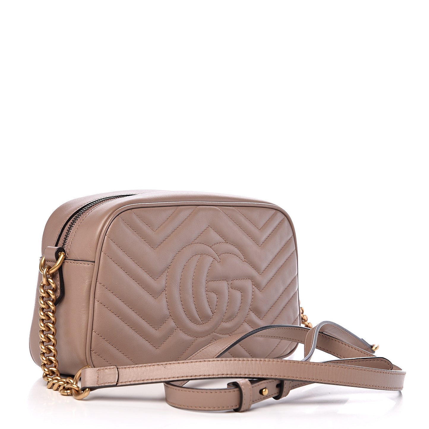 Calfskin Matelasse Small GG Marmont Chain Shoulder Bag Porcelain Rose