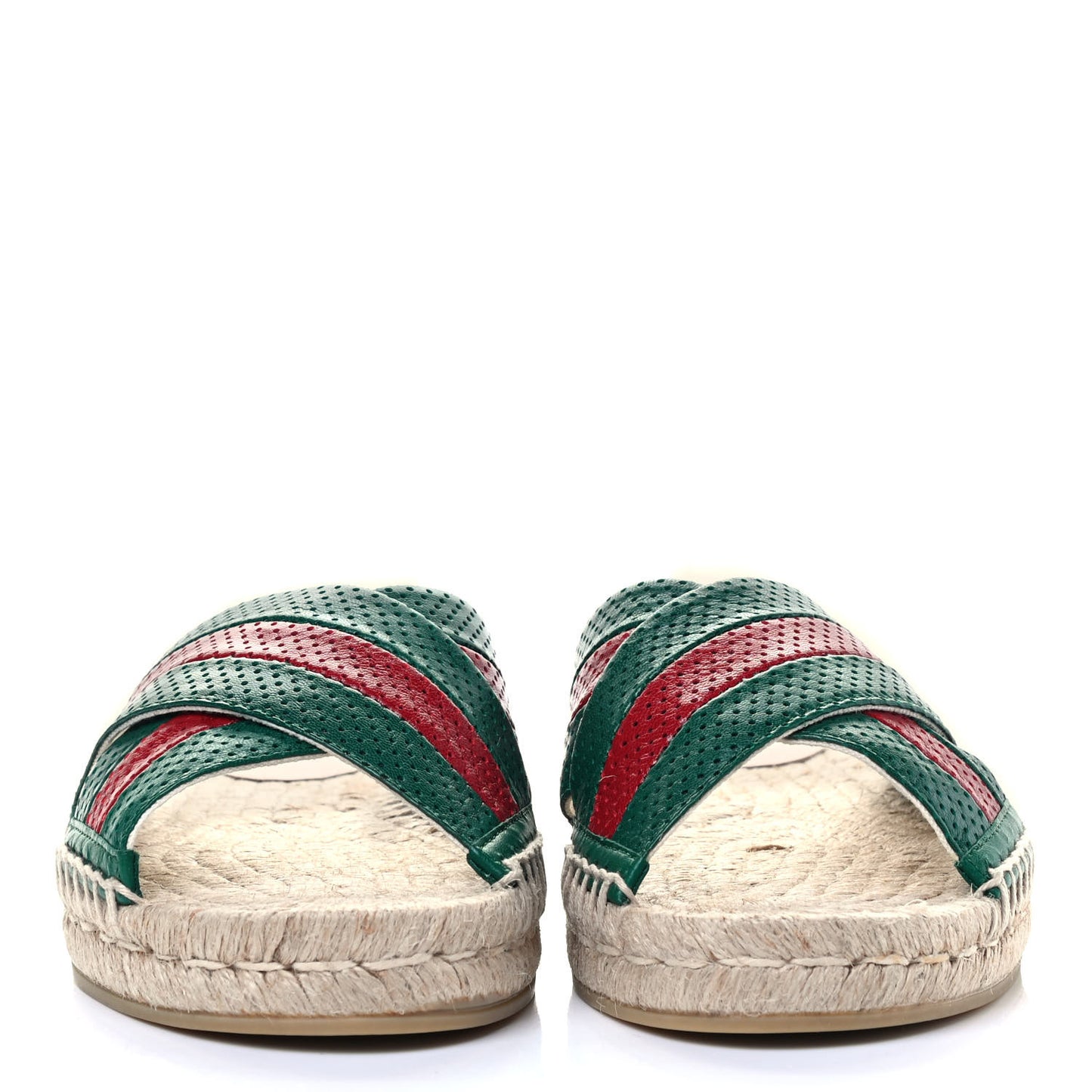 Malaga Kid Perforated Criss Cross Espadrille Slide Sandals 37 Emerald Hibiscus Red