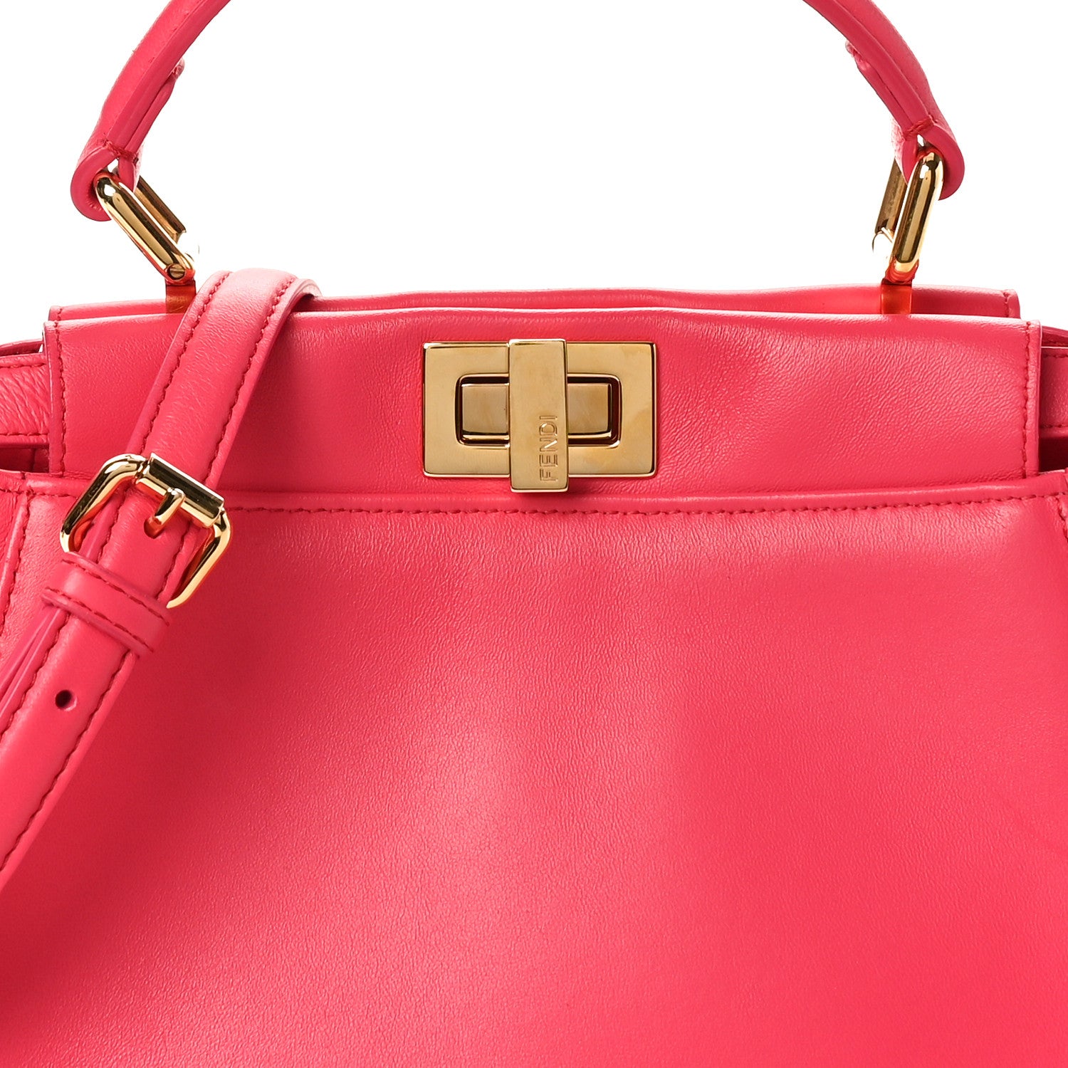 Fendi Nappa Stacked Bar Mini Peekaboo Iconic Satchel Lampone 7 of 9