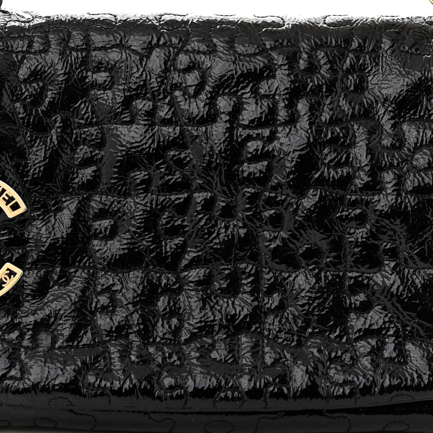 Patent Puzzle Accordion Flap Bag Black
