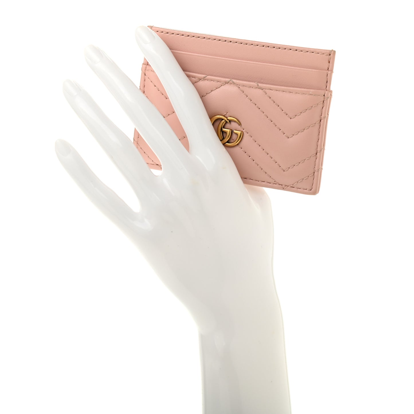 Calfskin Matelasse GG Marmont Card Holder Perfect Pink