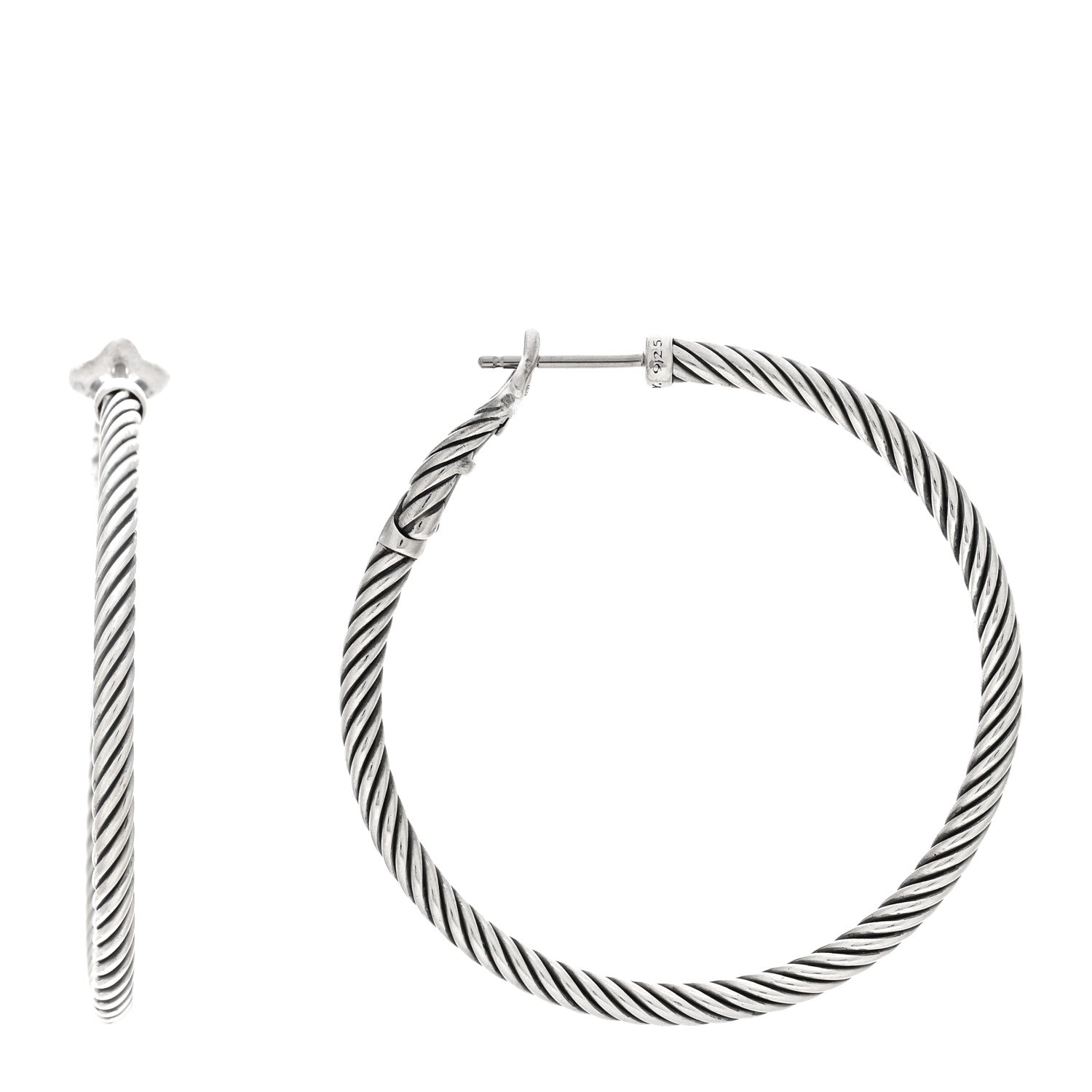 David Yurman Sterling Silver Medium Cable Classics Hoop Earrings 1 of 4