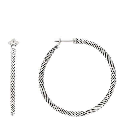 David Yurman Sterling Silver Medium Cable Classics Hoop Earrings 1 of 4