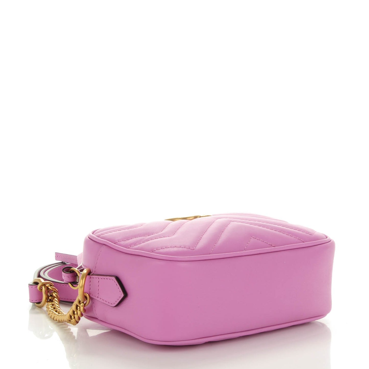 Calfskin Matelasse Mini GG Marmont Chain Shoulder Bag Candy Mousse