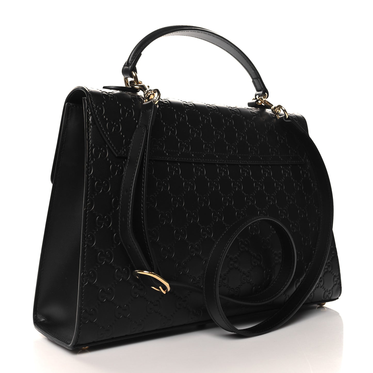 Guccissima Signature Medium Padlock Top Handle Bag Black
