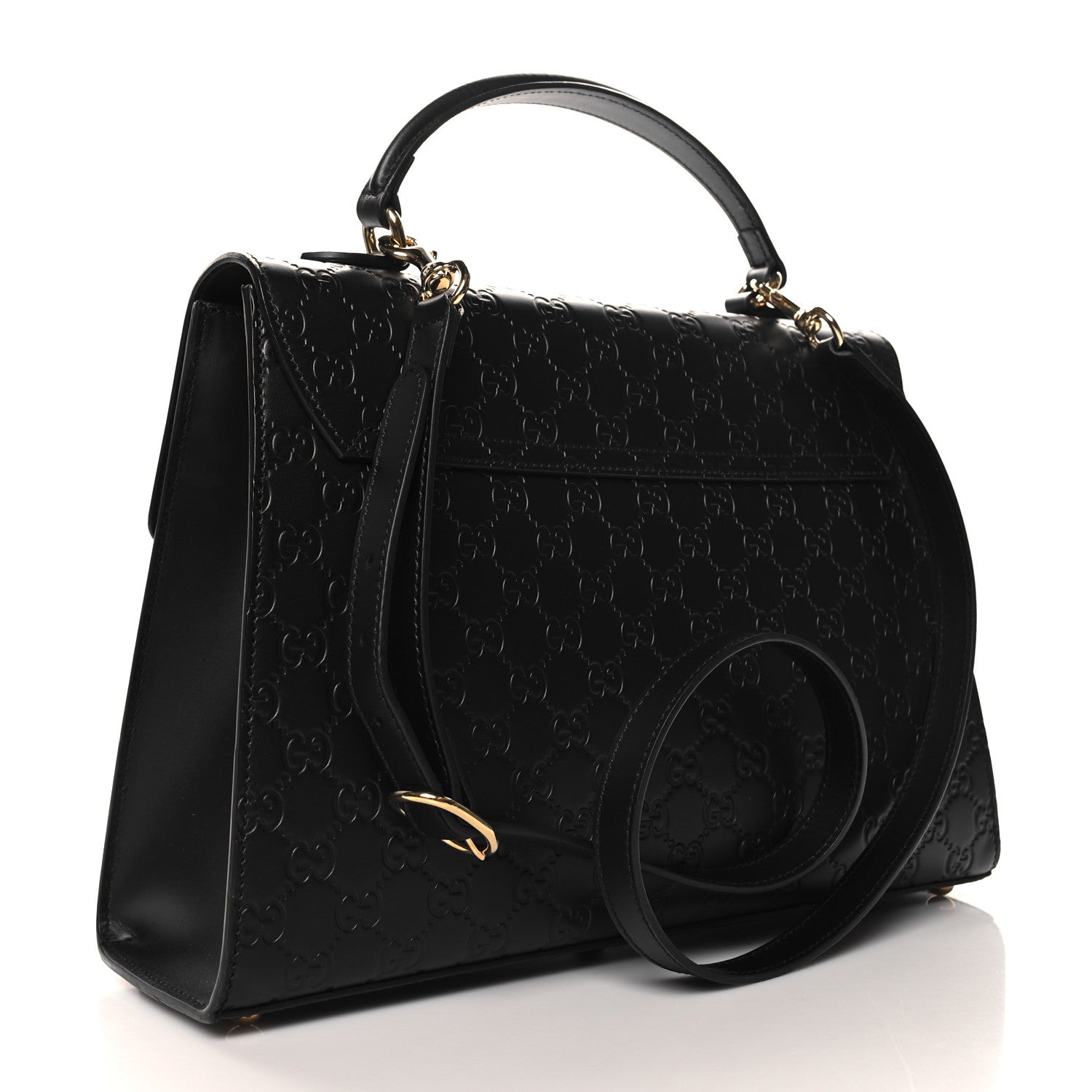 Gucci Guccissima Signature Medium Padlock Top Handle Bag Black 3 of 10