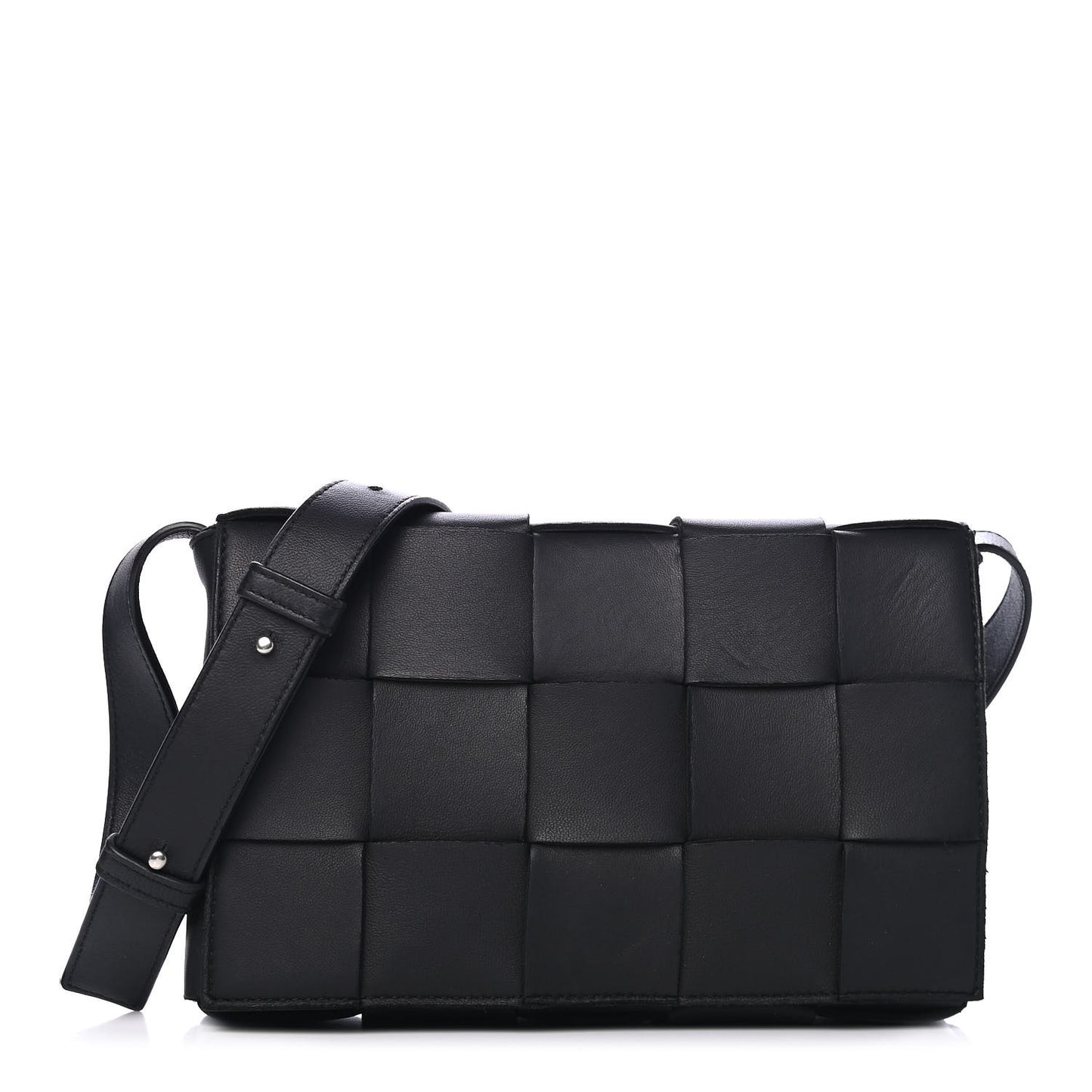 Lambskin Maxi Intrecciato Cassette Crossbody Bag Black