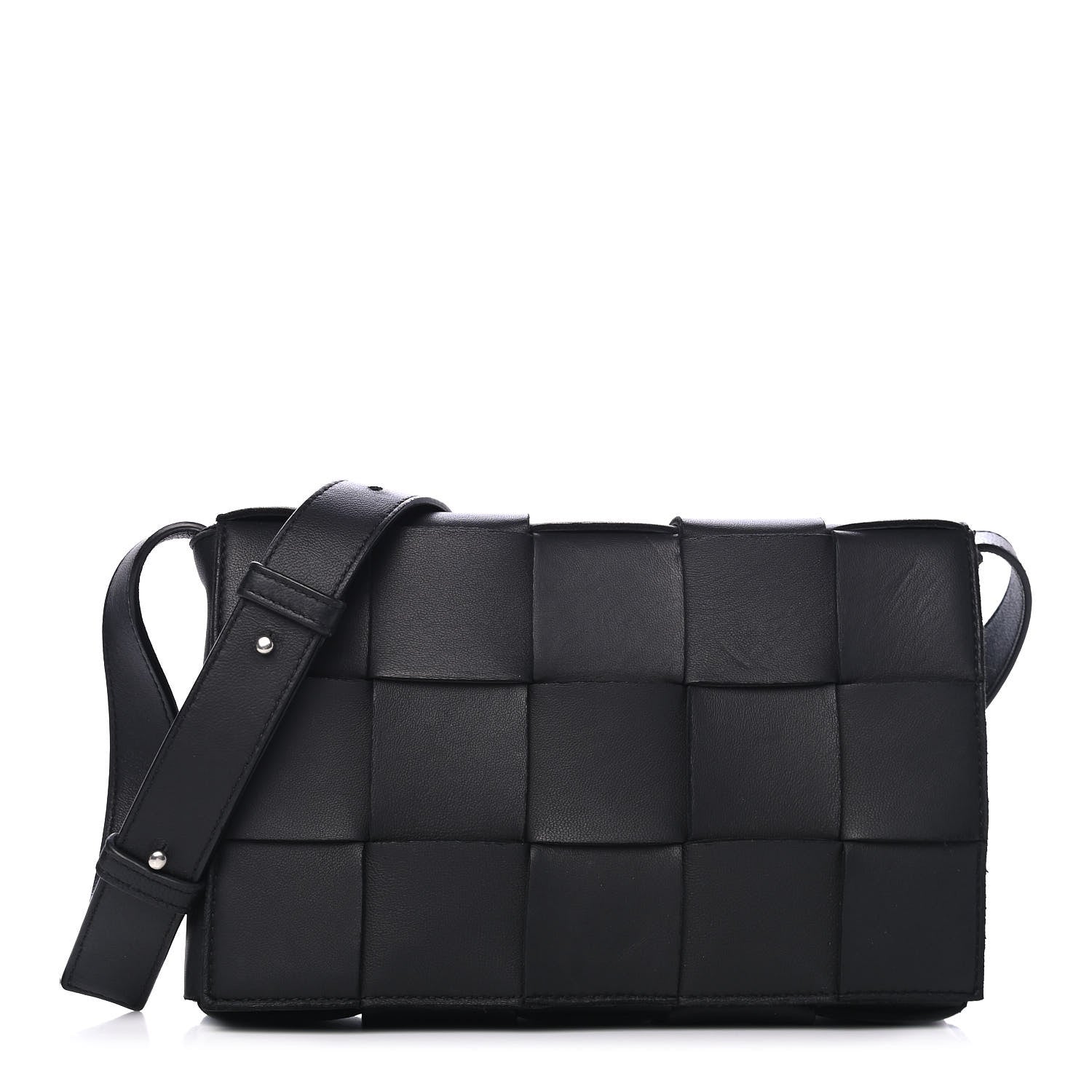 Bottega Veneta Lambskin Maxi Intrecciato Cassette Crossbody Bag Black 1 of 5