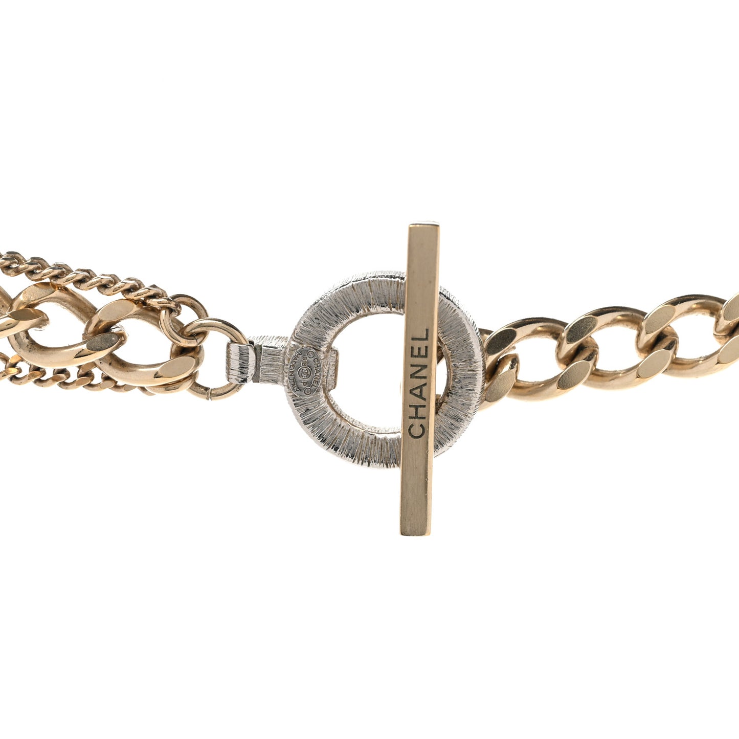 Crystal Chain CC Multi Strand Necklace Gold