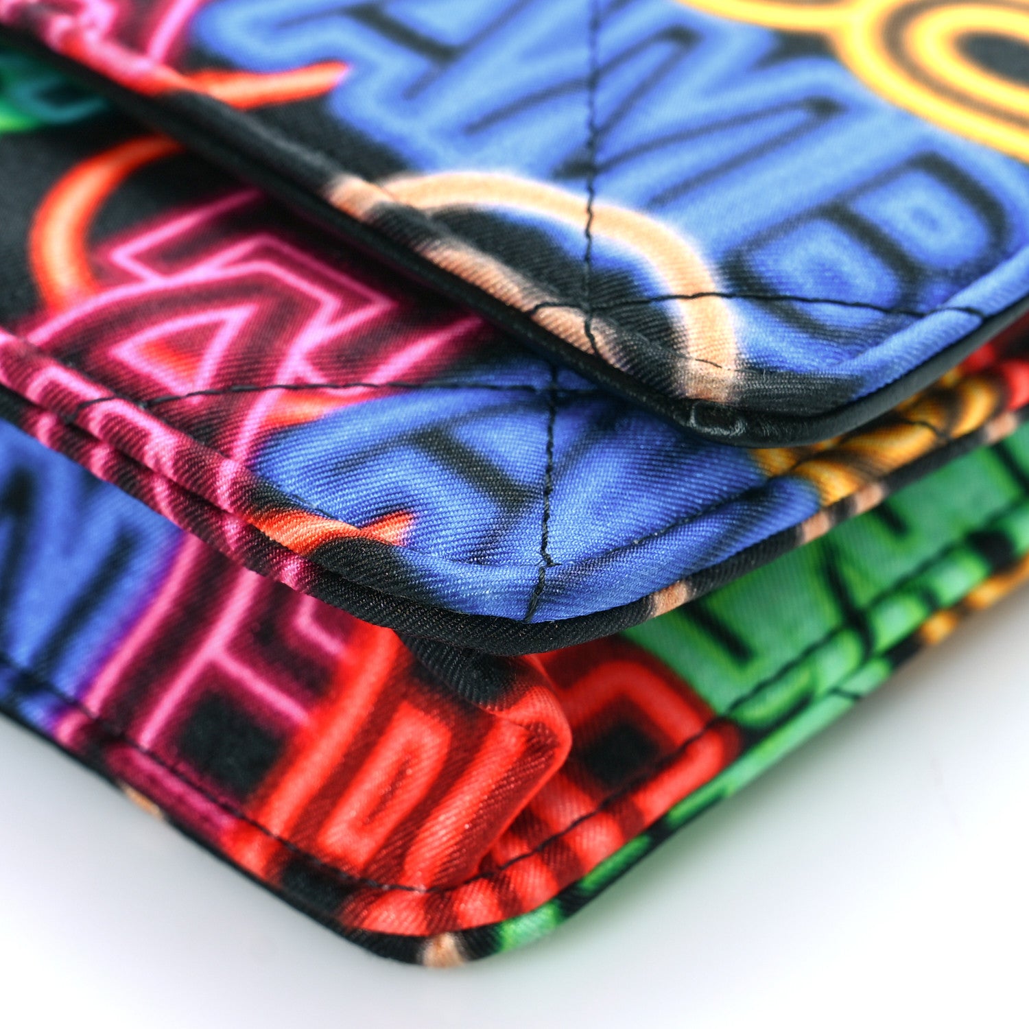 Chanel Fabric Printed Chanel 19 Wallet On Chain WOC Black Multicolor 9 of 10