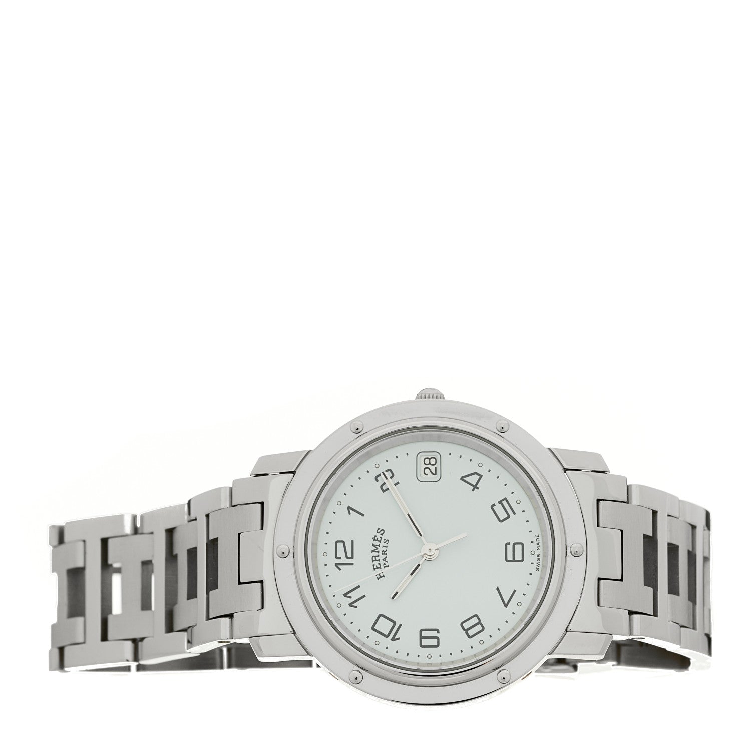 Hermes Stainless Steel 36mm Clipper Quartz Watch White 2 of 4