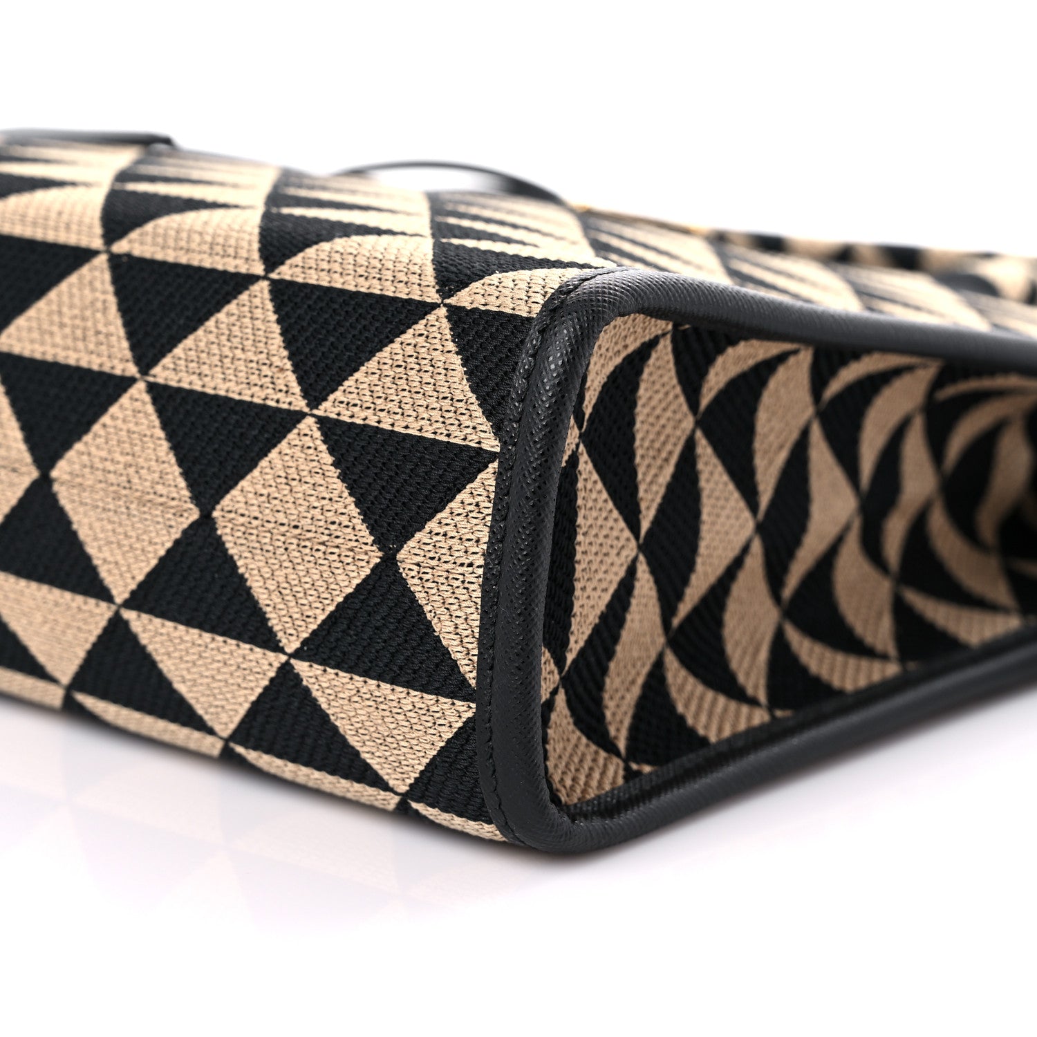 Prada Jacquard Saffiano Triangolo Symbole Embroidered Small Tote Black Corda 8 of 8