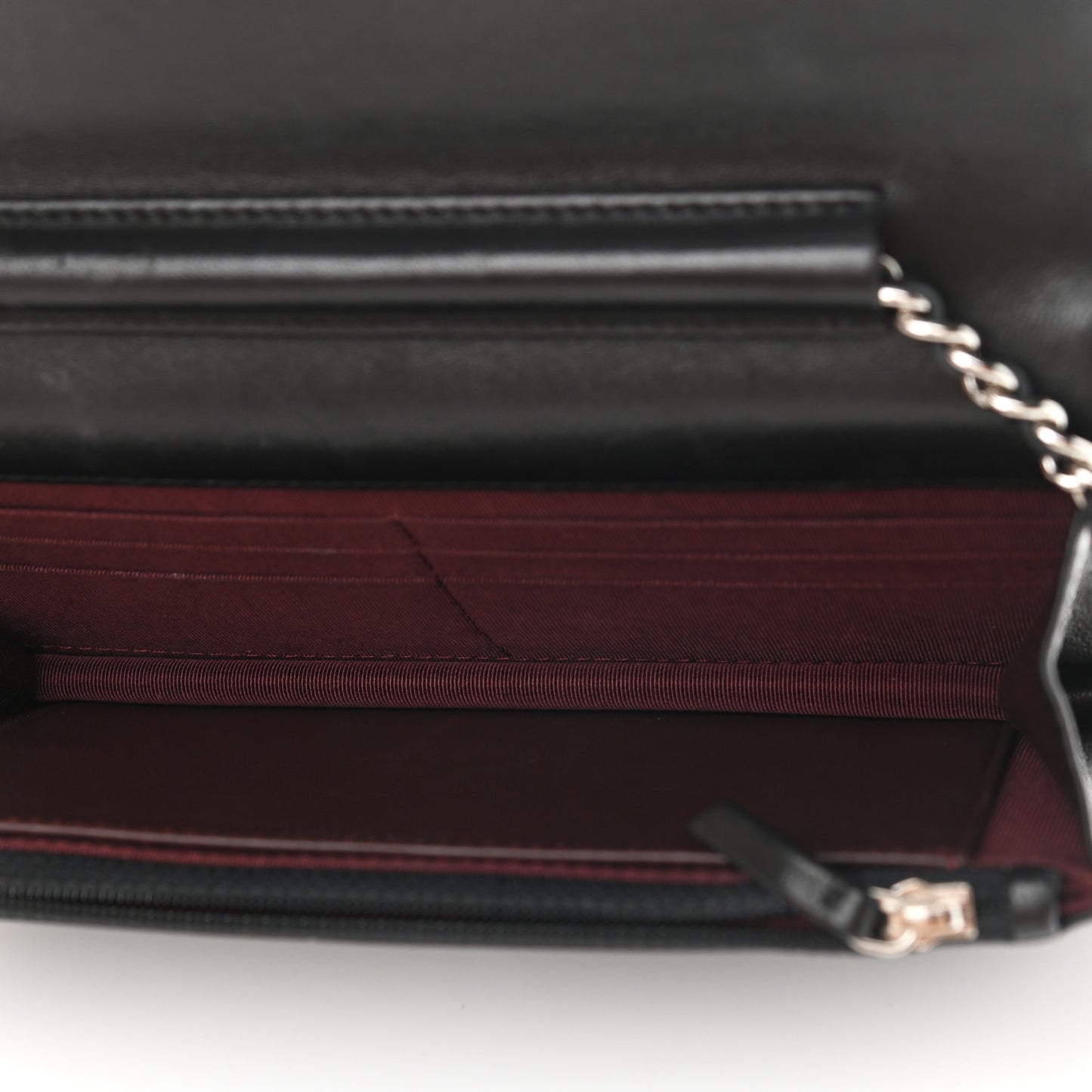 Lambskin Quilted Wallet On Chain WOC Black